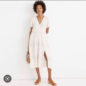 Madewell linen blend midi dress faux wrap
